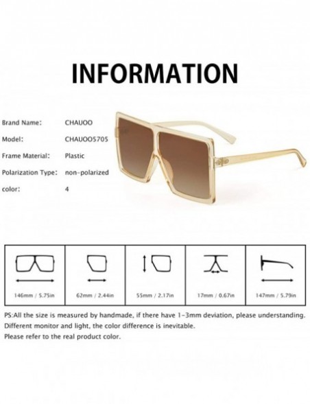 Round Ultralight Square Oversized Sunglasses Classic Fashion Style 100% UV Protection for Women Men - Champagne - C918E893DND...