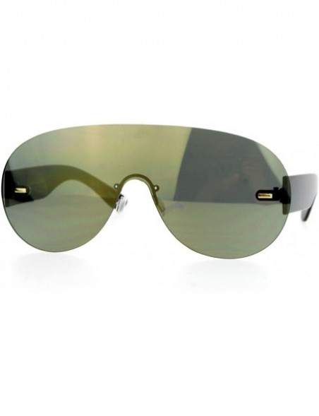 Oversized Flat Lens Rimless Sunglasses Oversized Racer Aviator Fashion - Black - CU12E1XRTH5 $9.33