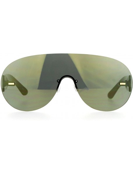 Oversized Flat Lens Rimless Sunglasses Oversized Racer Aviator Fashion - Black - CU12E1XRTH5 $9.33