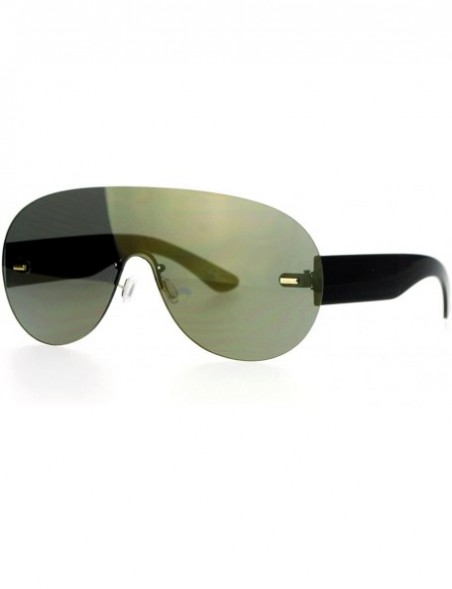 Oversized Flat Lens Rimless Sunglasses Oversized Racer Aviator Fashion - Black - CU12E1XRTH5 $9.33
