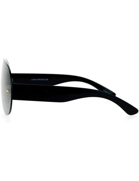 Oversized Flat Lens Rimless Sunglasses Oversized Racer Aviator Fashion - Black - CU12E1XRTH5 $9.33