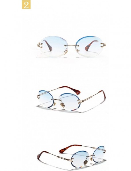 Rimless Malluo Rimless oval Women Sunglasses 2019 Gradient Transparent Sun Glasses Retro Eyeglasses Fashion Trendy 80 - CU18A...