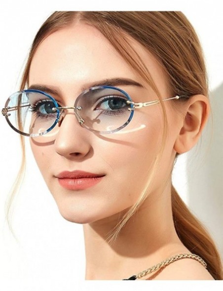 Rimless Malluo Rimless oval Women Sunglasses 2019 Gradient Transparent Sun Glasses Retro Eyeglasses Fashion Trendy 80 - CU18A...