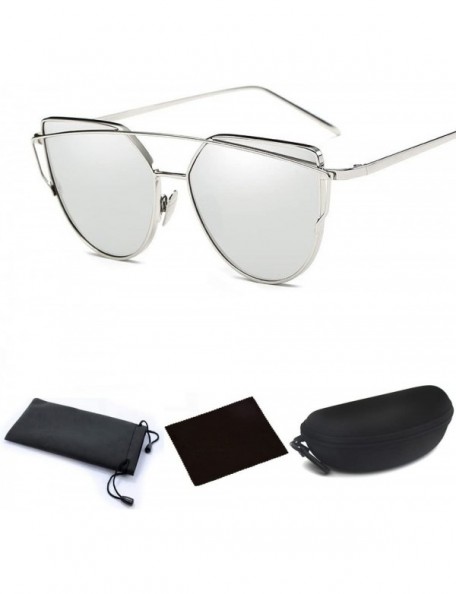 Cat Eye Sunglasses Mirrored Protective Oversize Eyeglasses - Silver - C012KV01CXJ $11.75