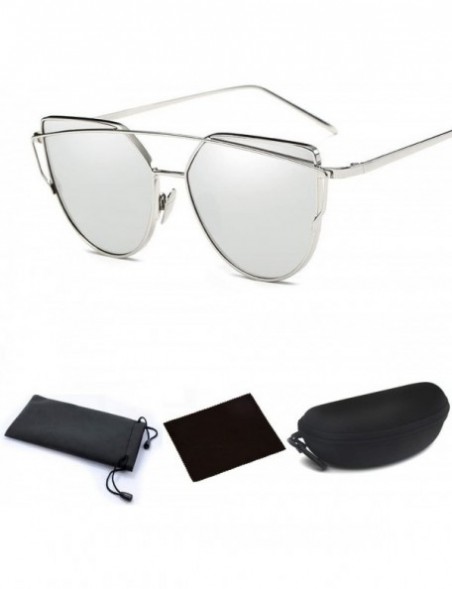 Cat Eye Sunglasses Mirrored Protective Oversize Eyeglasses - Silver - C012KV01CXJ $11.75