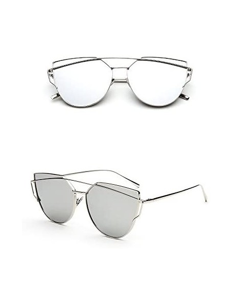 Cat Eye Sunglasses Mirrored Protective Oversize Eyeglasses - Silver - C012KV01CXJ $11.75