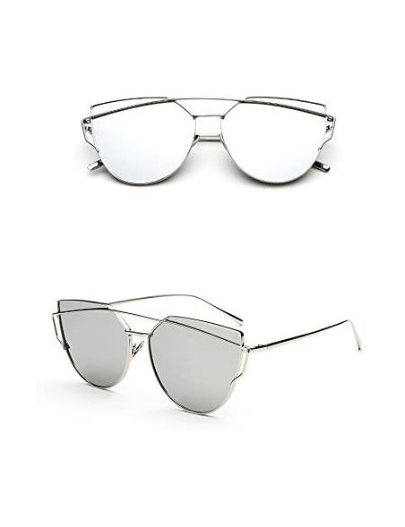 Cat Eye Sunglasses Mirrored Protective Oversize Eyeglasses - Silver - C012KV01CXJ $11.75