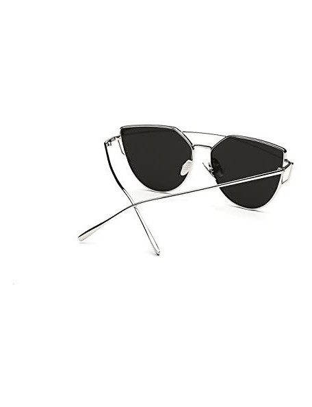 Cat Eye Sunglasses Mirrored Protective Oversize Eyeglasses - Silver - C012KV01CXJ $11.75