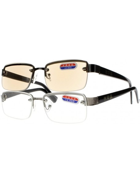 Rimless Designer Men Rimless Metal Clear Tinted Crystal Lens Sunglasses Reading Glasses +1.00 ~ +4.00 - All - CU180IUS99M $32.53