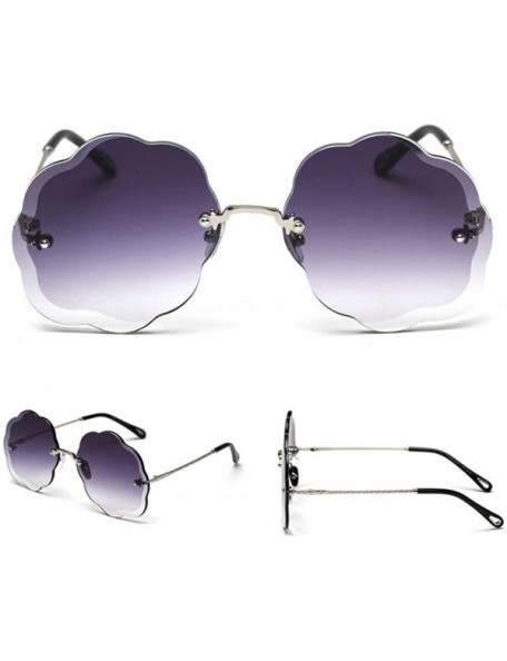 Round Fashion Sunglasses Gradient Cutting Glasses - Gray - CR18UEY7K69 $16.39