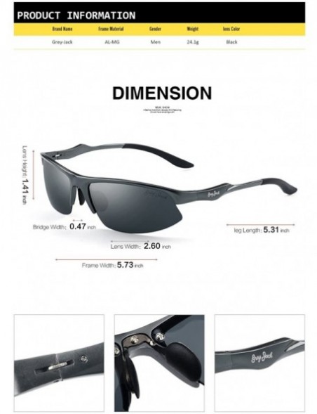 Semi-rimless Al-Mg Alloy Lightweight Half-Frame Sports Polarized Sunglasses for Men Women - Grey - CW187E9N7A2 $20.32