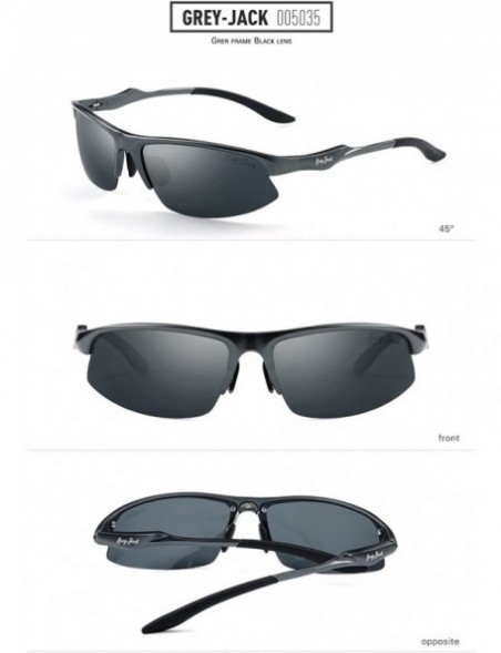 Semi-rimless Al-Mg Alloy Lightweight Half-Frame Sports Polarized Sunglasses for Men Women - Grey - CW187E9N7A2 $20.32