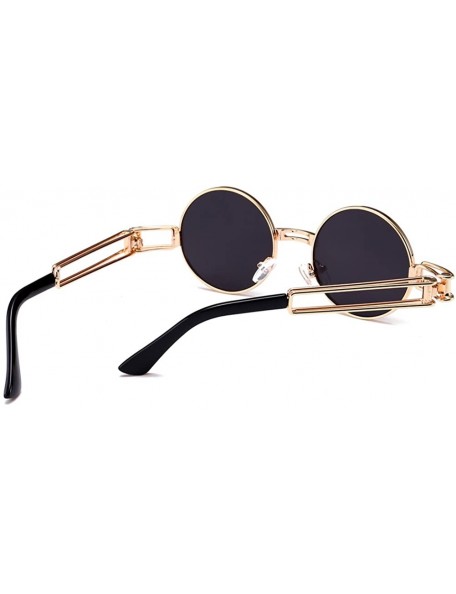 Round Small Round Sunglasses Men Gold Metal Frame Retro Vintage Sun Glasses for Women - Black - CN18DTOLR5X $10.65