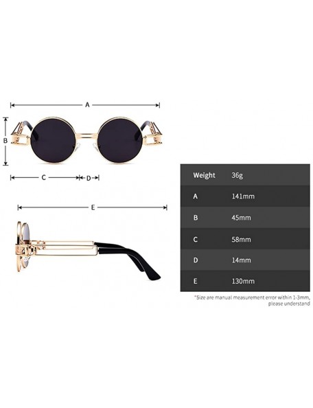 Round Small Round Sunglasses Men Gold Metal Frame Retro Vintage Sun Glasses for Women - Black - CN18DTOLR5X $10.65