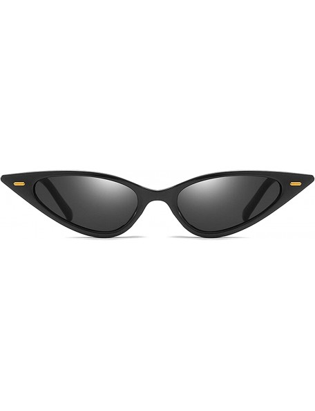 Oval Retro Cat's Eye Sunglasses for Men or Women PC AC UV 400 Protection Sunglasses - Black - CI18SAT8QCX $11.47