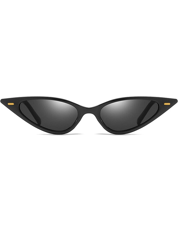 Oval Retro Cat's Eye Sunglasses for Men or Women PC AC UV 400 Protection Sunglasses - Black - CI18SAT8QCX $11.47