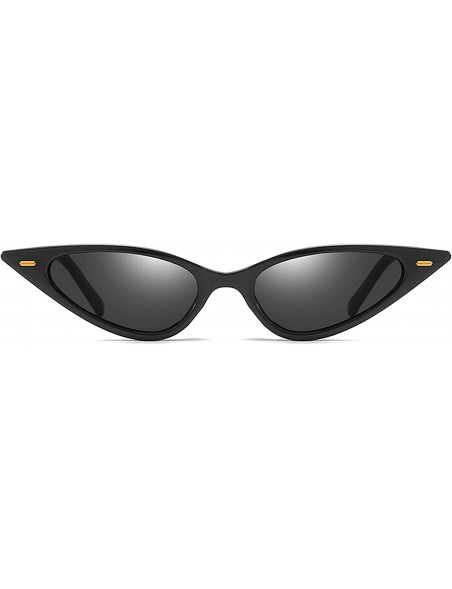 Oval Retro Cat's Eye Sunglasses for Men or Women PC AC UV 400 Protection Sunglasses - Black - CI18SAT8QCX $11.47