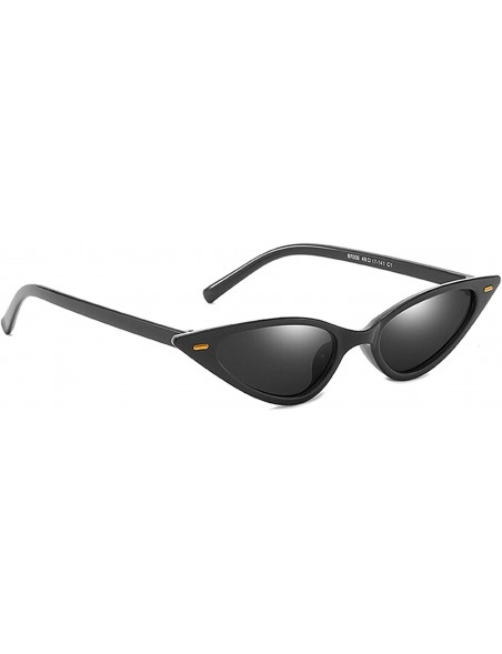 Oval Retro Cat's Eye Sunglasses for Men or Women PC AC UV 400 Protection Sunglasses - Black - CI18SAT8QCX $11.47