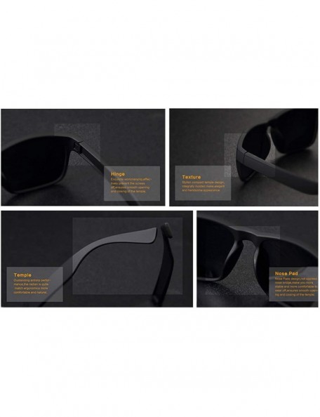 Square Polarized Sunglasses Men Plastic Oculos De Sol Fashion Square Driving Eyewear Travel Sun Glass - C1 Black G15 - CC198A...