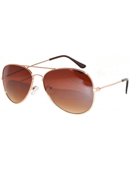 Oversized Aviator Sunglasses Gold Metal Frame with Brown Lens Stylish Fashion - CU11MKY9VJH $9.60