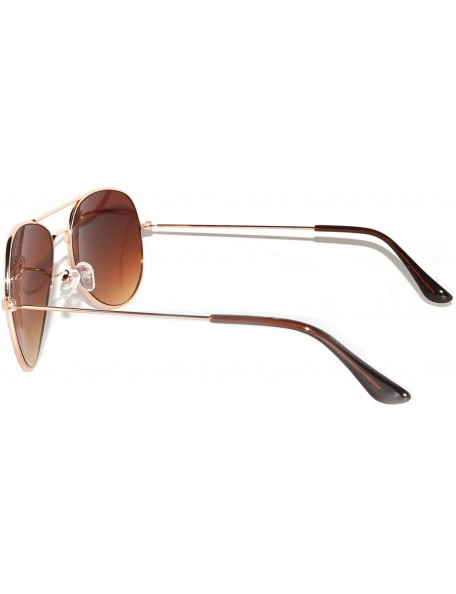 Oversized Aviator Sunglasses Gold Metal Frame with Brown Lens Stylish Fashion - CU11MKY9VJH $9.60