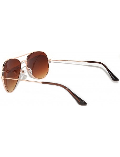 Oversized Aviator Sunglasses Gold Metal Frame with Brown Lens Stylish Fashion - CU11MKY9VJH $9.60