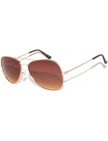 Oversized Aviator Sunglasses Gold Metal Frame with Brown Lens Stylish Fashion - CU11MKY9VJH $9.60