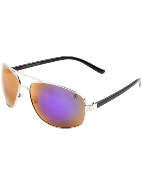 Aviator Color Mirror Thin Metal Frame Classic Round Frame Aviator Sunglasses - Purple Silver - CS199H2XHWT $21.15