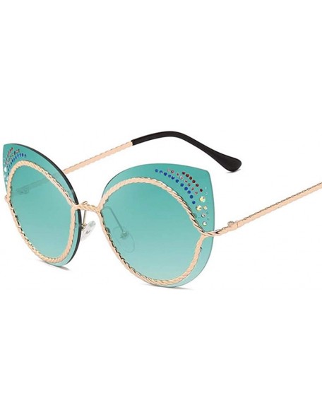 Oversized Women's Sunglasses Metal Fashion Cat's Eye Sunglasses - D - CT18Q9E524Q $32.39