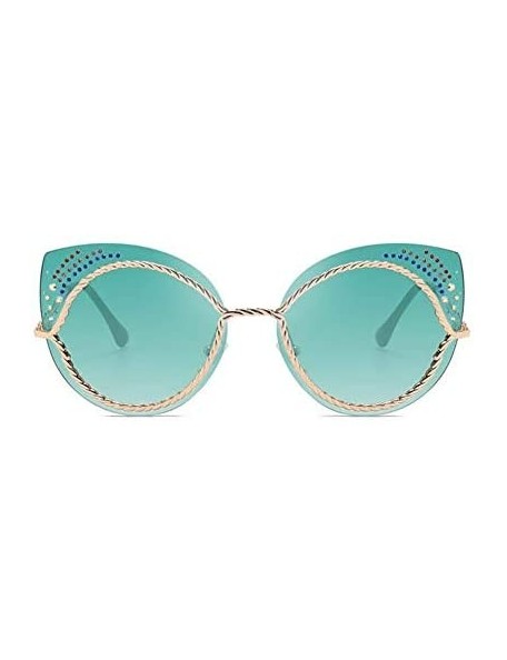 Oversized Women's Sunglasses Metal Fashion Cat's Eye Sunglasses - D - CT18Q9E524Q $32.39