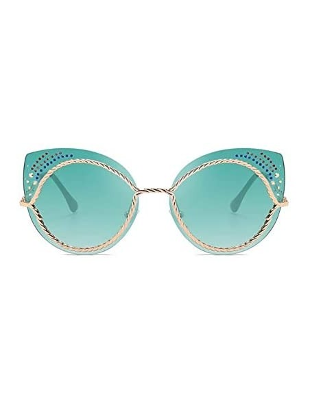 Oversized Women's Sunglasses Metal Fashion Cat's Eye Sunglasses - D - CT18Q9E524Q $32.39