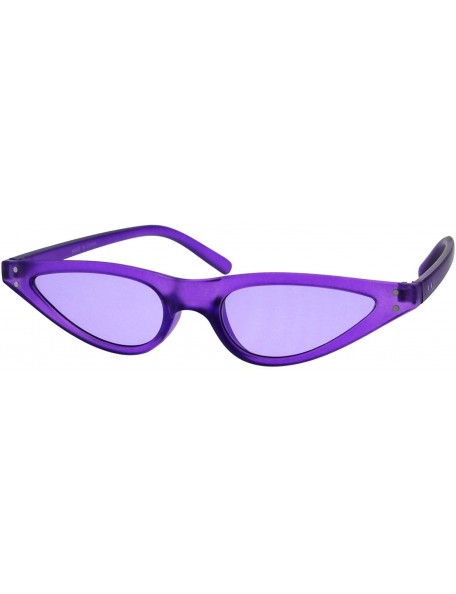 Oval Womens Sunglasses Trendy Skinny Small Flat Cateye Oval Frame UV 400 - Purple (Purple) - CY18H3OGRKU $11.09