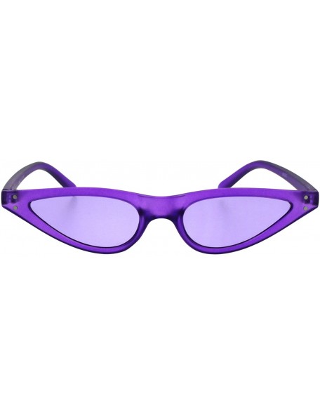 Oval Womens Sunglasses Trendy Skinny Small Flat Cateye Oval Frame UV 400 - Purple (Purple) - CY18H3OGRKU $11.09
