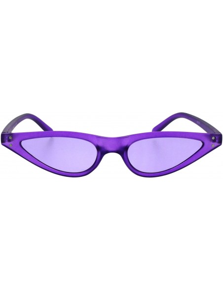 Oval Womens Sunglasses Trendy Skinny Small Flat Cateye Oval Frame UV 400 - Purple (Purple) - CY18H3OGRKU $11.09