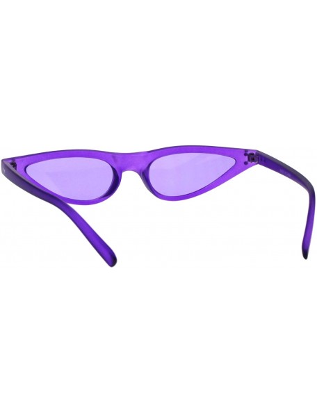 Oval Womens Sunglasses Trendy Skinny Small Flat Cateye Oval Frame UV 400 - Purple (Purple) - CY18H3OGRKU $11.09