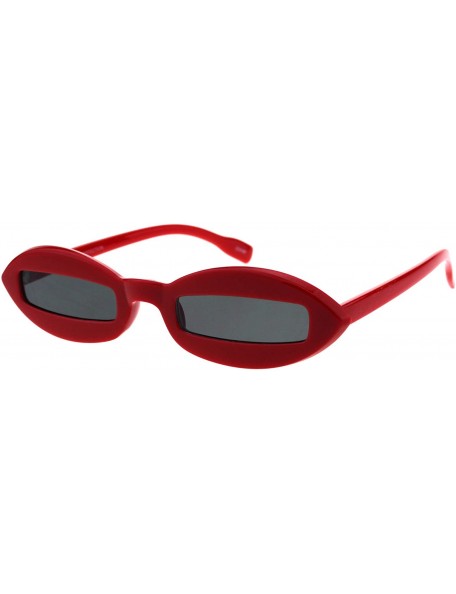 Rectangular Hippie Squint Slot Lens Retro Plastic Oval Sunglasses - Red Black - CM18G2HL403 $10.69