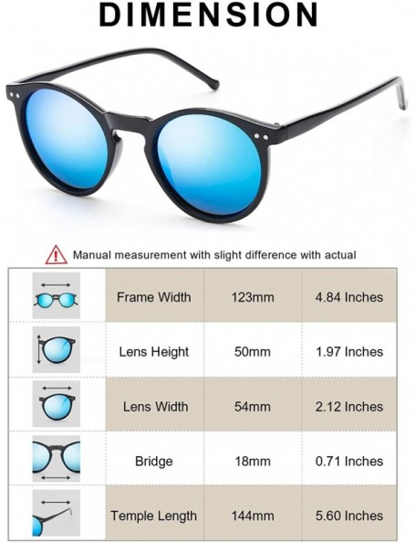 Round Retro Round Polarized Sunglasses for Women - UV400 Protection for Driving Fishing - Black Frame/Blue Mirror Lens - CX19...