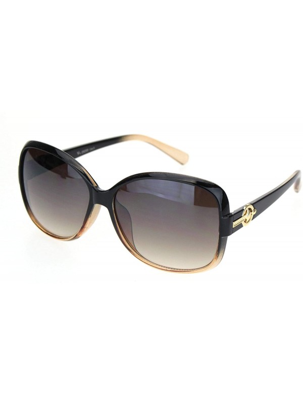 Rectangular Womens 90s Jewel Buckle Design Rectangular Butterfly Sunglasses - Black Brown Gradient Brown - CS18NWSH9AM $12.79