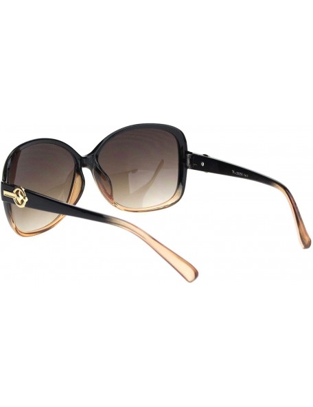 Rectangular Womens 90s Jewel Buckle Design Rectangular Butterfly Sunglasses - Black Brown Gradient Brown - CS18NWSH9AM $12.79