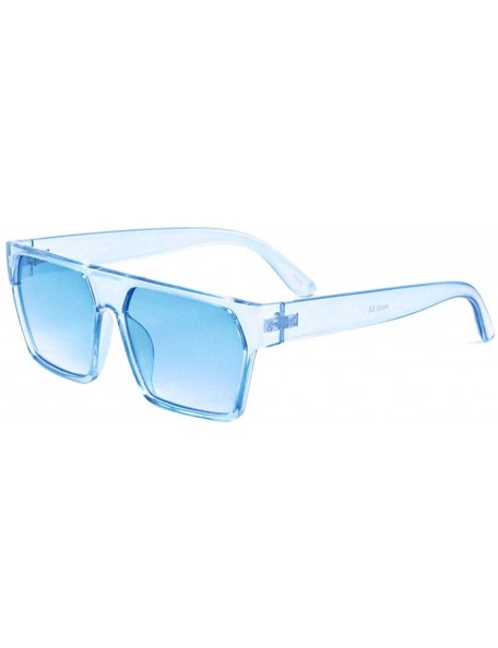 Shield Flat Top Geometric Crystal Color Plastic Shield Sunglasses - Blue - CH197U7000X $13.69