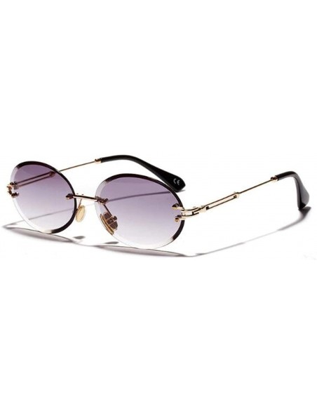 Oval Retro Oval Sunglasses Women FramelGray Brown Clear Lens RimlSun Glasses Uv400 - C01 Dark Red - CL197Y7LWKX $23.03