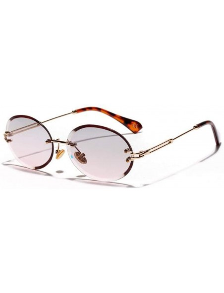 Oval Retro Oval Sunglasses Women FramelGray Brown Clear Lens RimlSun Glasses Uv400 - C01 Dark Red - CL197Y7LWKX $23.03