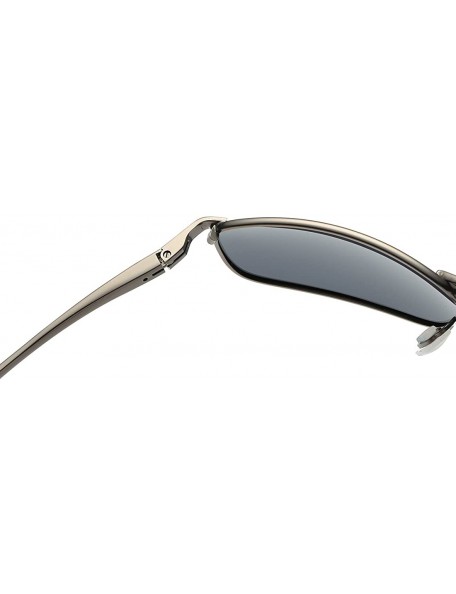 Rectangular Polarized Sunglasses For Men Rectangle Metal Frame Retro Sun Glasses AE0395 - Silver&blue - C517YAM79MD $14.08