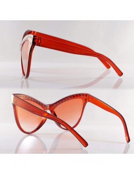 Cat Eye Fashion Runway Cat-Eye Metal Star Decorated Sunglasses A290 - Red - CH18WSW89E9 $12.98