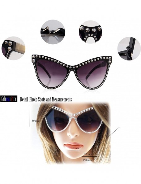 Cat Eye Fashion Runway Cat-Eye Metal Star Decorated Sunglasses A290 - Red - CH18WSW89E9 $12.98