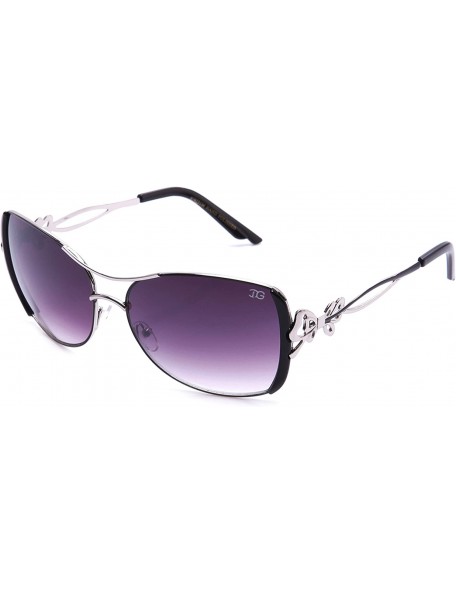 Aviator Bowie Aviator Gradient Protected Sunglasses - Black/Silver - CN17Y053NEE $9.77
