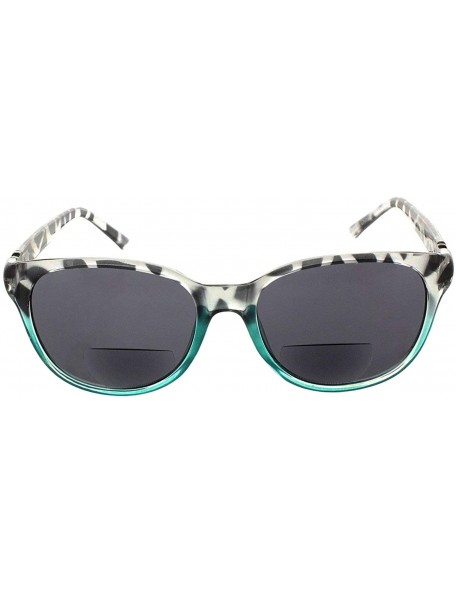 Square Cateye Bifocal Reading Sunglasses for Women Sunglass Readers with Designer Style - Black/Teal - CQ182M5YSTC $16.52