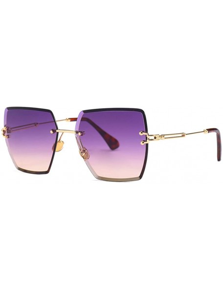 Square Fashion Men women Oversized Frameless Candy color Sunglasses UV400 - Purple Red - CG18NO9HM76 $9.27