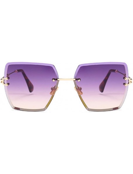 Square Fashion Men women Oversized Frameless Candy color Sunglasses UV400 - Purple Red - CG18NO9HM76 $9.27