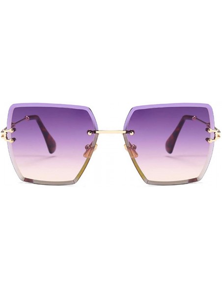 Square Fashion Men women Oversized Frameless Candy color Sunglasses UV400 - Purple Red - CG18NO9HM76 $9.27